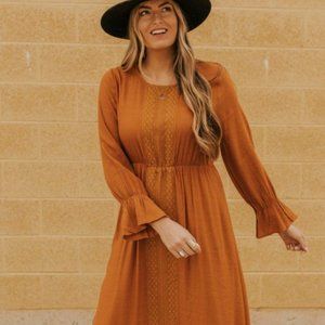 ROOLEE Orange Detail Column Maxi Dress